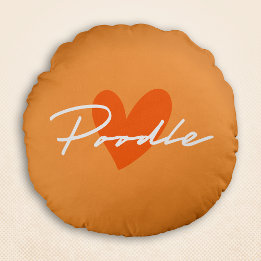 Poedel Chic & Fancy Script Sinaasappel w / Oranje  Rond Kussen