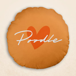 Poedel Chic & Fancy Script Sinaasappel w / Oranje  Rond Kussen