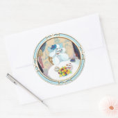 Poedel Cupcake Tea Party Ronde Sticker (Envelop)