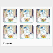 Poedel Cupcake Tea Party Vierkante Sticker (Vel)