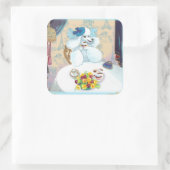 Poedel Cupcake Tea Party Vierkante Sticker (Tas)