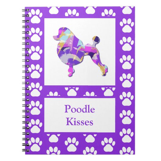 Poedel Frans Leuke Hond Silhouet Paw Paarse PY&B Notitieboek (Voorkant)