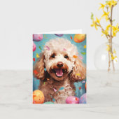 Poedel Gelukkig Pasen Kaart (Gele Bloem)