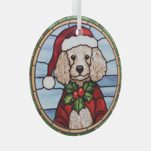 Poedel Glas in lood Kerst Glas Ornament (Voorkant Rechts)