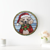 Poedel Glas in lood Kerst Grote Klok (Huis)