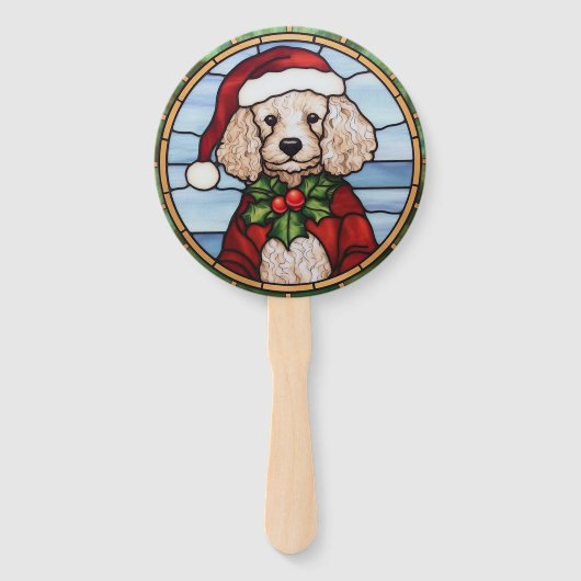 Poedel Glas in lood Kerst Handwaaier (Achterkant)