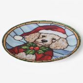 Poedel Glas in lood Kerst Papieren Bordje (Gekanteld)