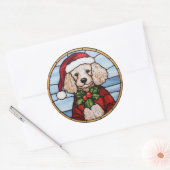 Poedel Glas in lood Kerst Ronde Sticker (Envelop)