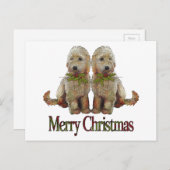 Poedel, Gouden Kerstmis van het Paar van de Feestdagenkaart (Voorkant / Achterkant)