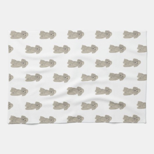 Poedel (grijs zilver) theedoek (Horizontaal)