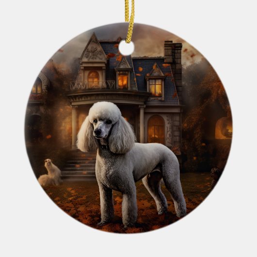 poedel halloween eng keramisch ornament (Voorkant)
