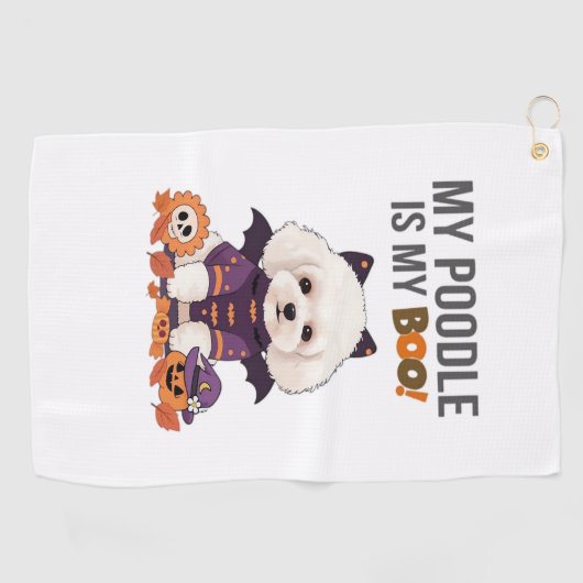 Poedel Halloween Kostuum Mijn Poedel Is Mijn Boo H Golfhanddoek (Horizontaal)
