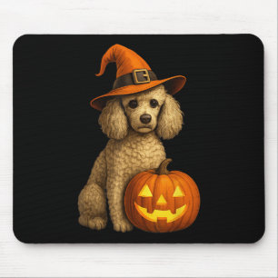 Poedel Halloween Pompoen Heks Pet Dog Art Familie Muismat