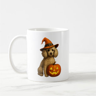 Poedel Halloween Pompoen Heks Pet Dog Art Koffiemok