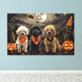 Poedel Halloween Spooky Canvas Afdruk (Insitu (Houten vloer))