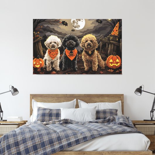 Poedel Halloween Spooky Canvas Afdruk (Insitu (Slaapkamer))