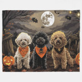 Poedel Halloween Spooky Fleece Deken (Voorkant (Horizontaal))