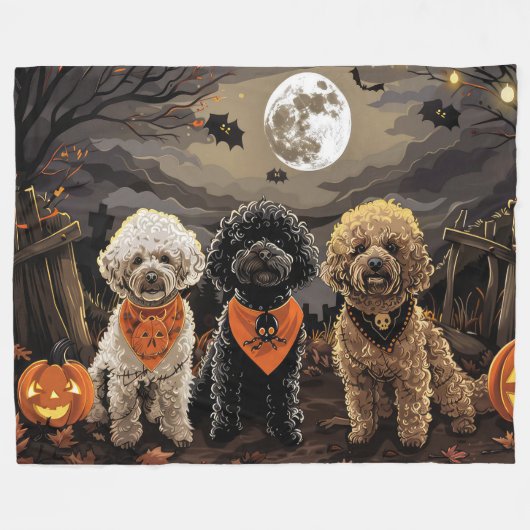 Poedel Halloween Spooky Fleece Deken (Voorkant (Horizontaal))