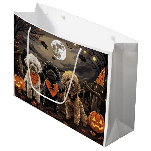 Poedel Halloween Spooky Groot Cadeauzakje (Voorkant Gekanteld)
