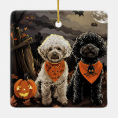 Poedel Halloween Spooky Keramisch Ornament (Achterkant)