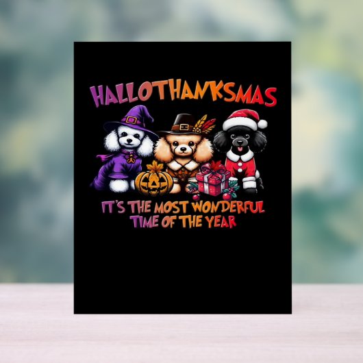 Poedel Halloween Thanksgiving Christmas Classic T- Acryl Bord (Neutraal)