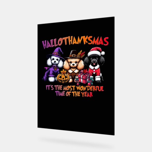 Poedel Halloween Thanksgiving Christmas Classic T- Acryl Bord (Hoek)