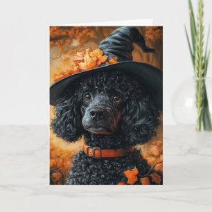 Poedel Heks Halloween Feestdagen Kaart