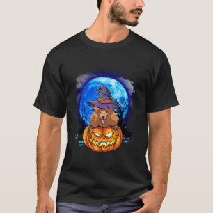 poedel heks maan pompoen enge halloween hond liefd t-shirt