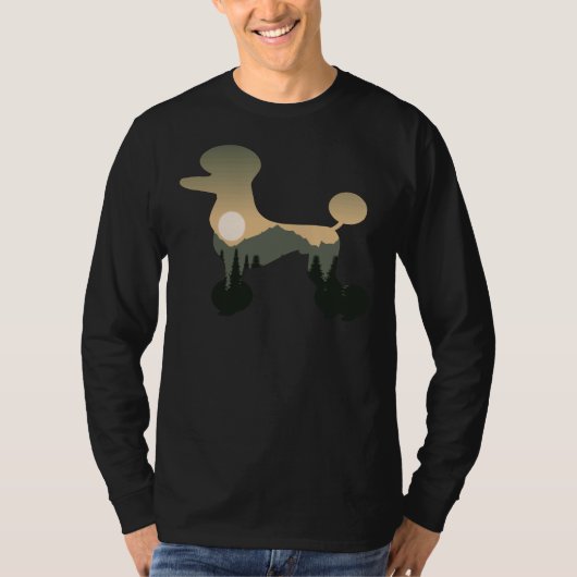 Poedel Hond Bos Berg Zonsondergang T-shirt (Voorkant)