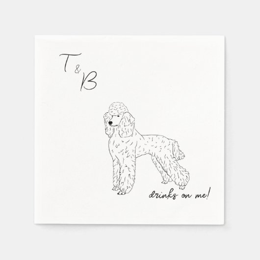 poedel hond bruiloft cocktail servetten (Voorkant)