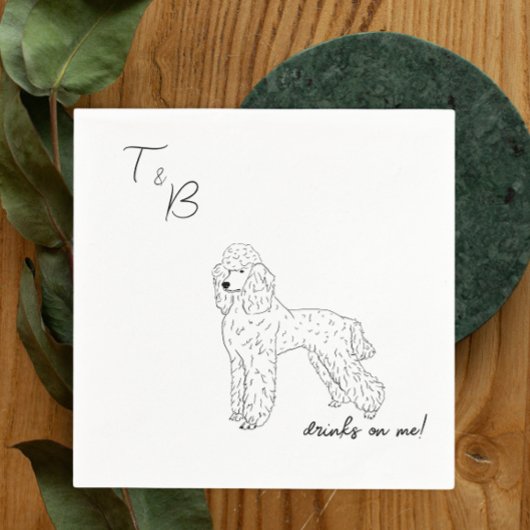 poedel hond bruiloft cocktail servetten