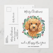 Poedel Hond Elegant Krans Vrolijk Kerstfeest Feestdagenkaart (Voorkant / Achterkant)