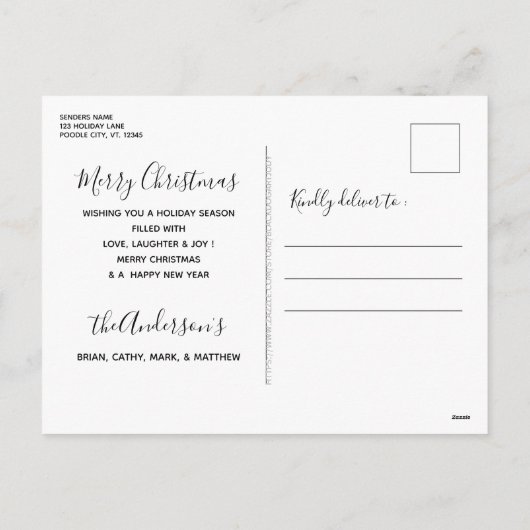 Poedel Hond Elegant Krans Vrolijk Kerstfeest Feestdagenkaart (Achterkant)