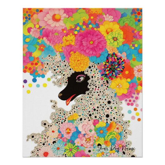 Poedel Hond en Bloemen 001 - Tailor juweel Perfect Poster (Voorkant)