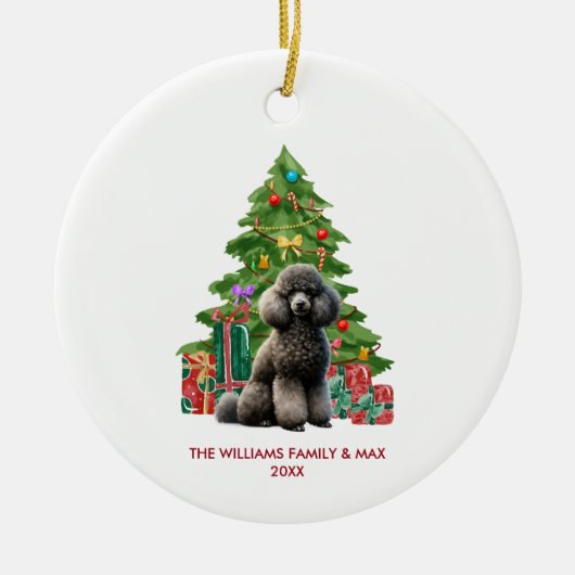 Poedel Hond Familie Kerstmis Keramisch Ornament (Voorkant)