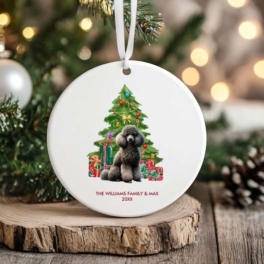 Poedel Hond Familie Kerstmis Keramisch Ornament