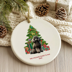 Poedel Hond Familie Kerstmis Keramisch Ornament
