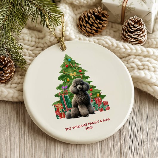 Poedel Hond Familie Kerstmis Keramisch Ornament