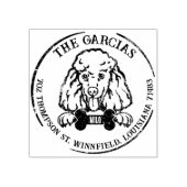 Poedel hond familie retour adres rubberstempel (Afrduk)
