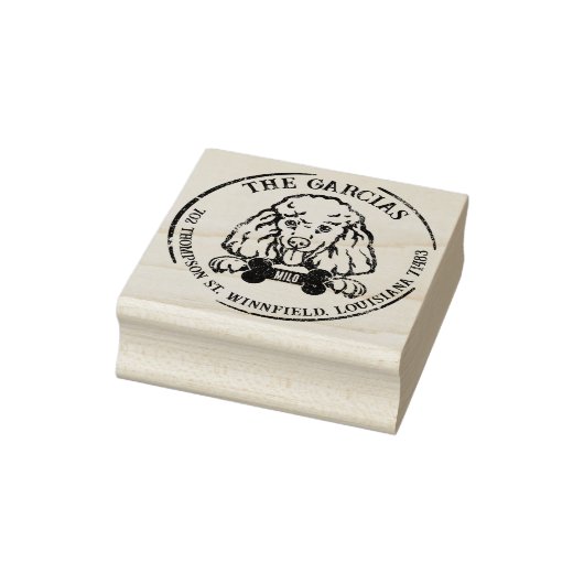Poedel hond familie retour adres rubberstempel (Stempel)
