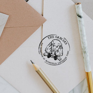 Poedel hond familie retour adres rubberstempel