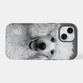 Poedel Hond Foto Zwart-wit  iPhone 15 Case (Achterkant horizontaal)