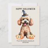 Poedel Hond Gelukkig Halloween Feestdagenkaart (Voorkant)