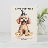 Poedel Hond Gelukkig Halloween Feestdagenkaart (Staand voorkant)