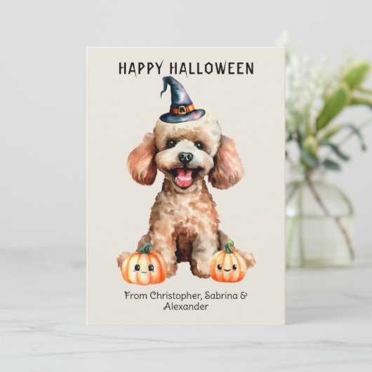Poedel Hond Gelukkig Halloween Feestdagenkaart (Staand voorkant)