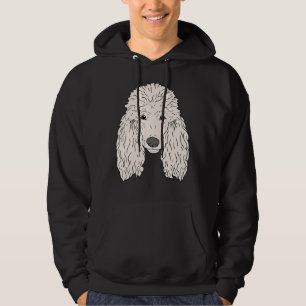 Poedel hond gezicht hand getrokken witte bont hoodie