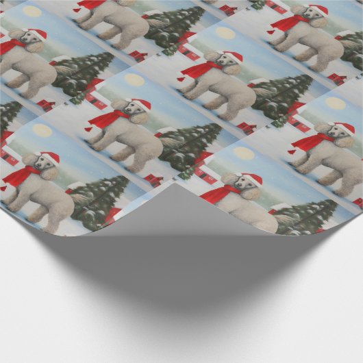 Poedel Hond in Sneeuw Kerstmis Cadeaupapier (Hoek)