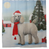 Poedel Hond in Sneeuw Kerstmis Douchegordijn (Voorkant)