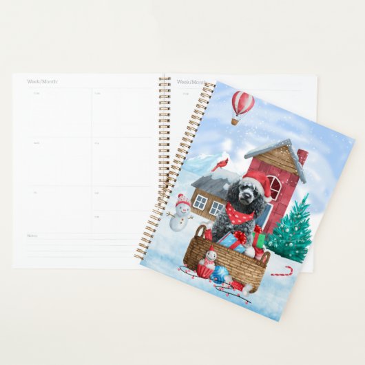 Poedel Hond In sneeuw Kerstmis Hondenhok Planner (Display)