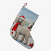 Poedel Hond in Sneeuw Kerstmis Kleine Kerstsok (Voorkant (Hangend))